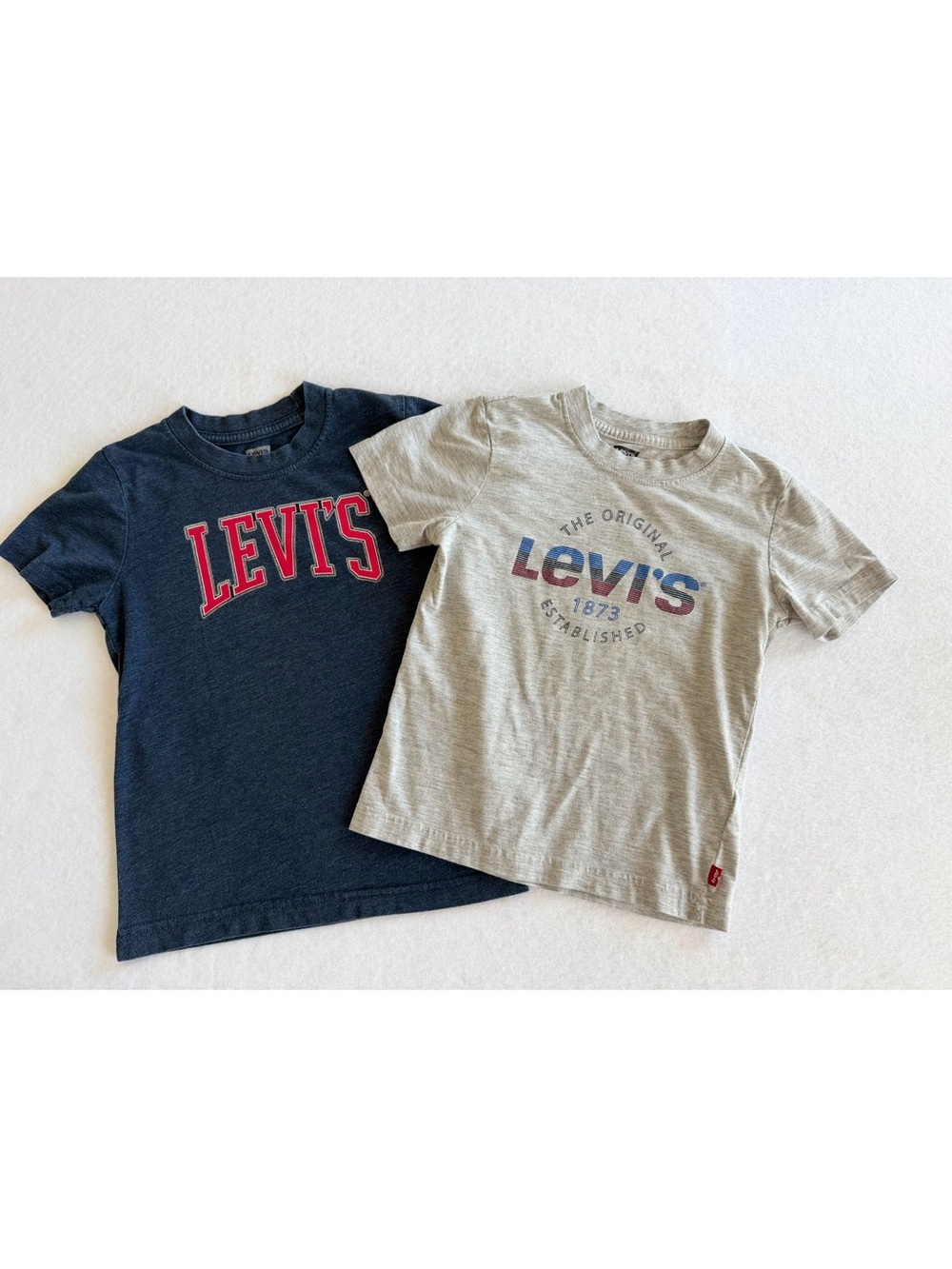 Boys Levi's Short Sleeve Tees - Navy & Heather Gray with Red and Blue Logos